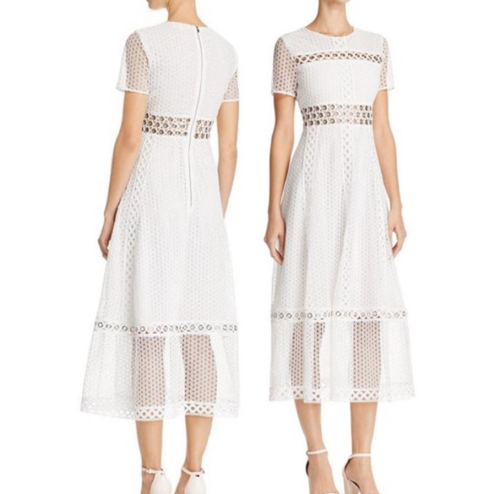 Maje White Rome Eyelet Lace Dress